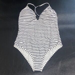 Cupshe Navy and White Striped Swimsuit